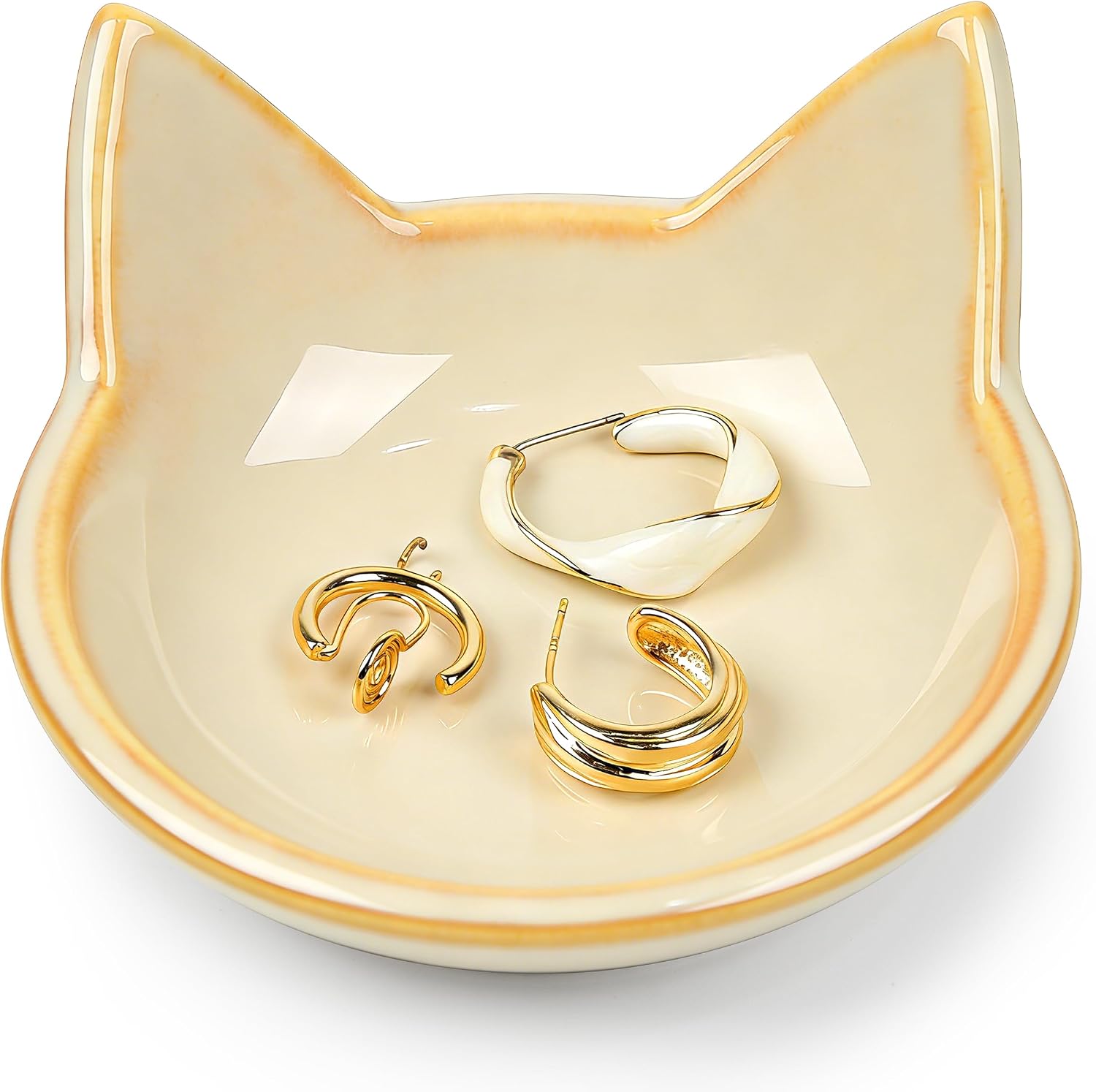 PUDDING CABIN Cat Gifts for Women Girls Kitty Jewelry Dish - Mother’s Day Birthday Gifts for Cat Mom, Vintage Ceramic Trinket Tray for Earrings Rings Keys Organizer Cute Home Decor
