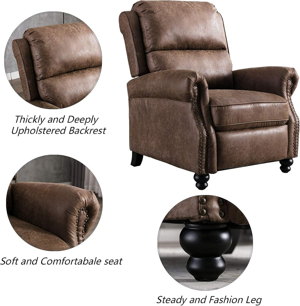 CANMOV Pushback Recliner Chair Faux Leather Armchair Push Back Recliner with ...