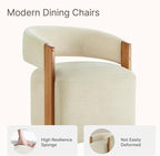 Upholstered Dining Chairs Set of 2, Barrel Modern Dining Room Chairs with Casters, Kitchen Side Wooden Armchair with Fabric Cushion Seat for Bedroom, Livingroom, Reading Room, Sand, 2 Boxs