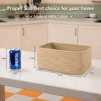 4 Pack Small Storage Shelf Baskets for Organizing, Mini Woven Rope Storage Bins for Towels, Cute Decorative Closet Organizer，Baby Nursery, Gift Empty Baskets -11.81''Lx7.87''Wx4.72''H-Jute