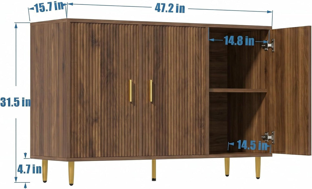 DIYART Rustic Brown Sideboard Buffet Cabinet, Accent Coffee Bar Cabinet with ...