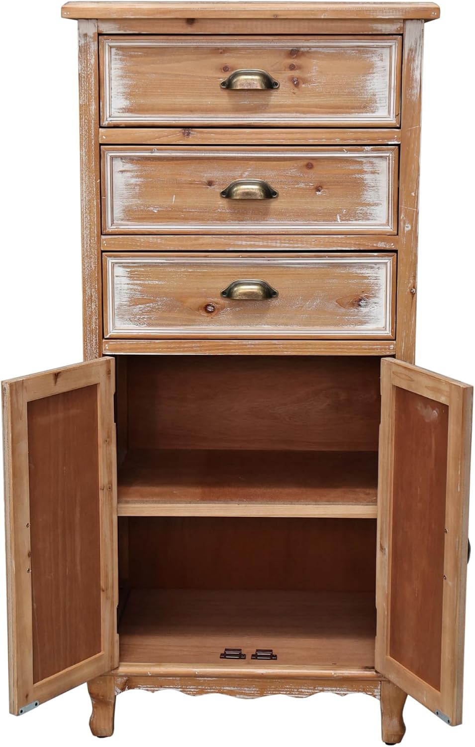 Rustic Tall Storage Cabinet - Distressed Solid Wood Frame Accent Cabinet with...