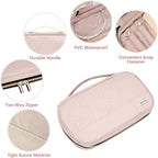 Jewelry Travel Case Organizer for Necklaces, Earrings, Rings, Bracelet, Watch, Soft Sided, Pink