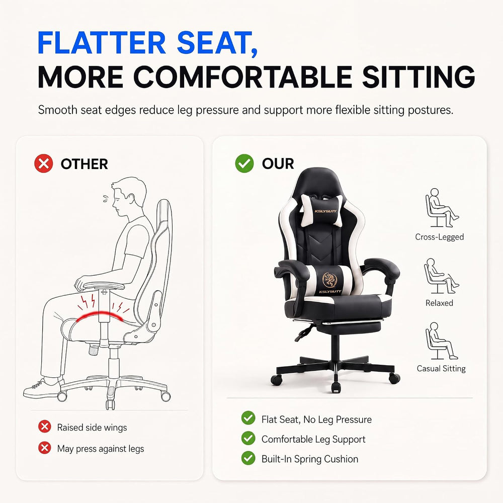 Desk Computer Gaming Chair - High Back Ergonomic Office Chair with Footrest a...