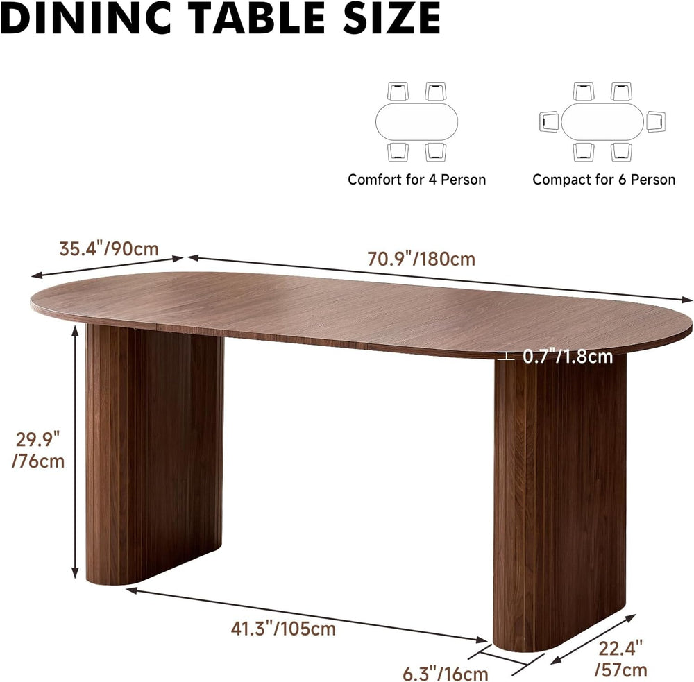 70.8" Oval Table for 4 6 Person, Modern Farmhouse Kitchen Dinner Table f...