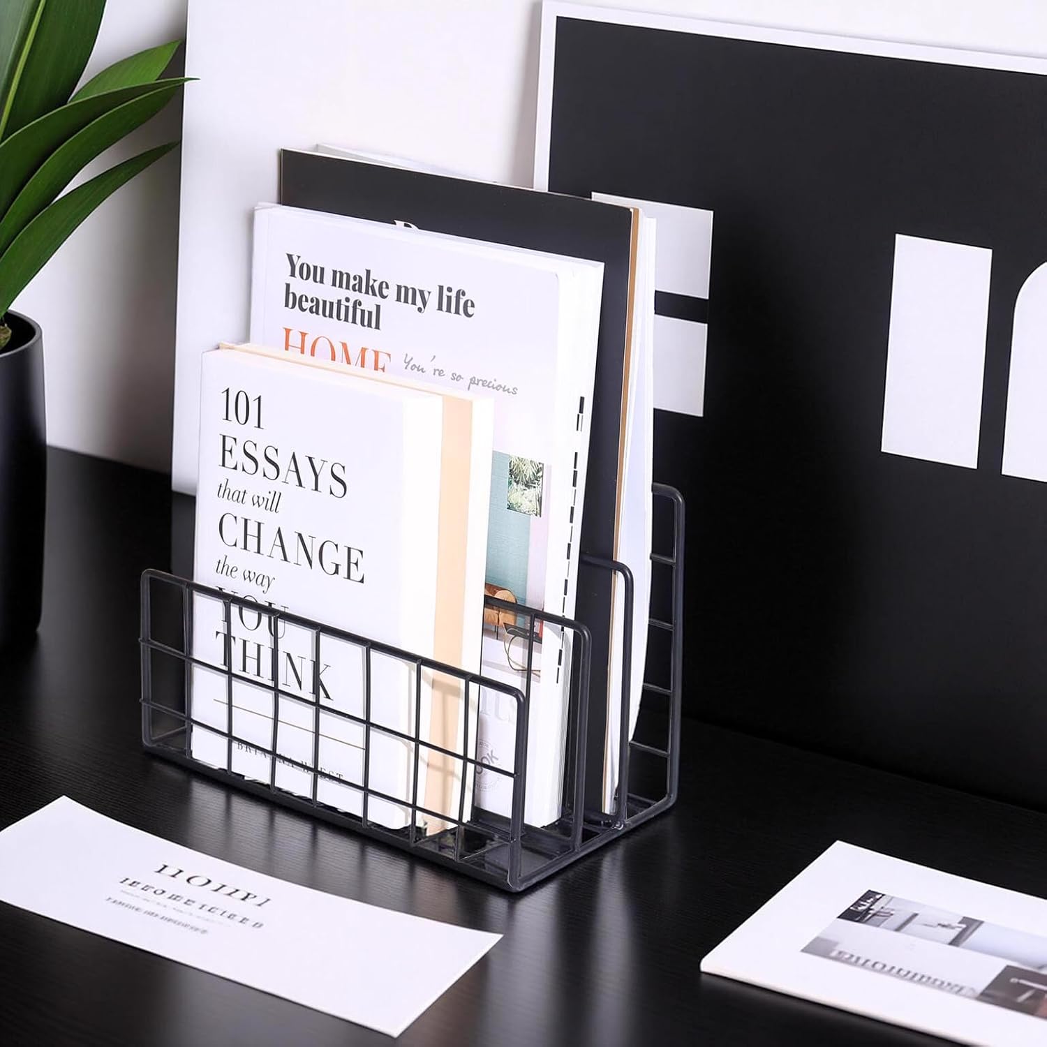 File Folder Organizer for Desktop,3 Section Metal Vertical magazine Stand Holder,Paper tray/Mail countertop/Record/Letter/Book Rack Sorter Holders,Desk organizers and accessories & office supplies