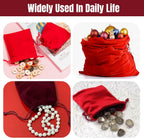 Velvet Bags Drawstring，4x4.7Inch Jewelry Gift Bags with Drawstring（12pcs，Golden Claret）