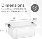 Superio Storage Bins with Lids- 8 Pack, 6.6 Qt Clear Boxes for Organizing, Stackable Plastic Containers- BPA Free, Non-Toxic, Odor Free, Organizer for Home, Office, Dorm