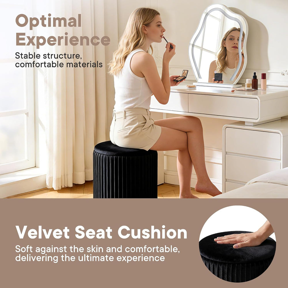 DUMOS Round Ottomans with Storage Set of 2, Vanity Stool, Foot Stool | 14.57&...