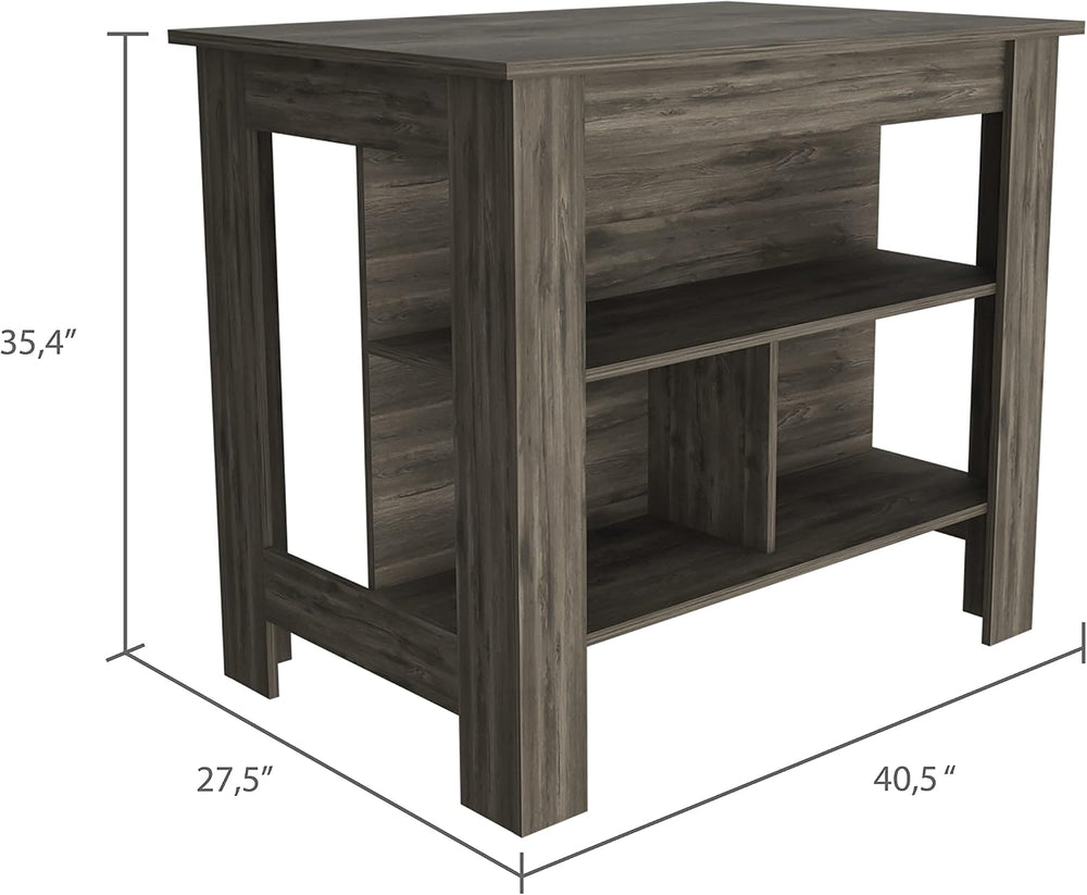 Cala Dark Brown Kitchen Island with Stool Storage