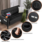 AILEEKISS 2 Piece Living Room Sofa Set Loveseat Sofas Sets with 2 USB, Cup Holders, Side Pocket, Modern Leather 2 Pcs Sectional Couch Chairs Set for Apartment, Office, Bedroom (Black, 2-Seat+1-Seat)