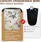 Cute Cats Laundry Hamper,Collapsible Laundry Baskets,Butterfly Floral Dirty Clothes Baskets with Handles,Oxford Cloth Hamper for Bedroom,Bathroom,College Dorms, 16"x20"