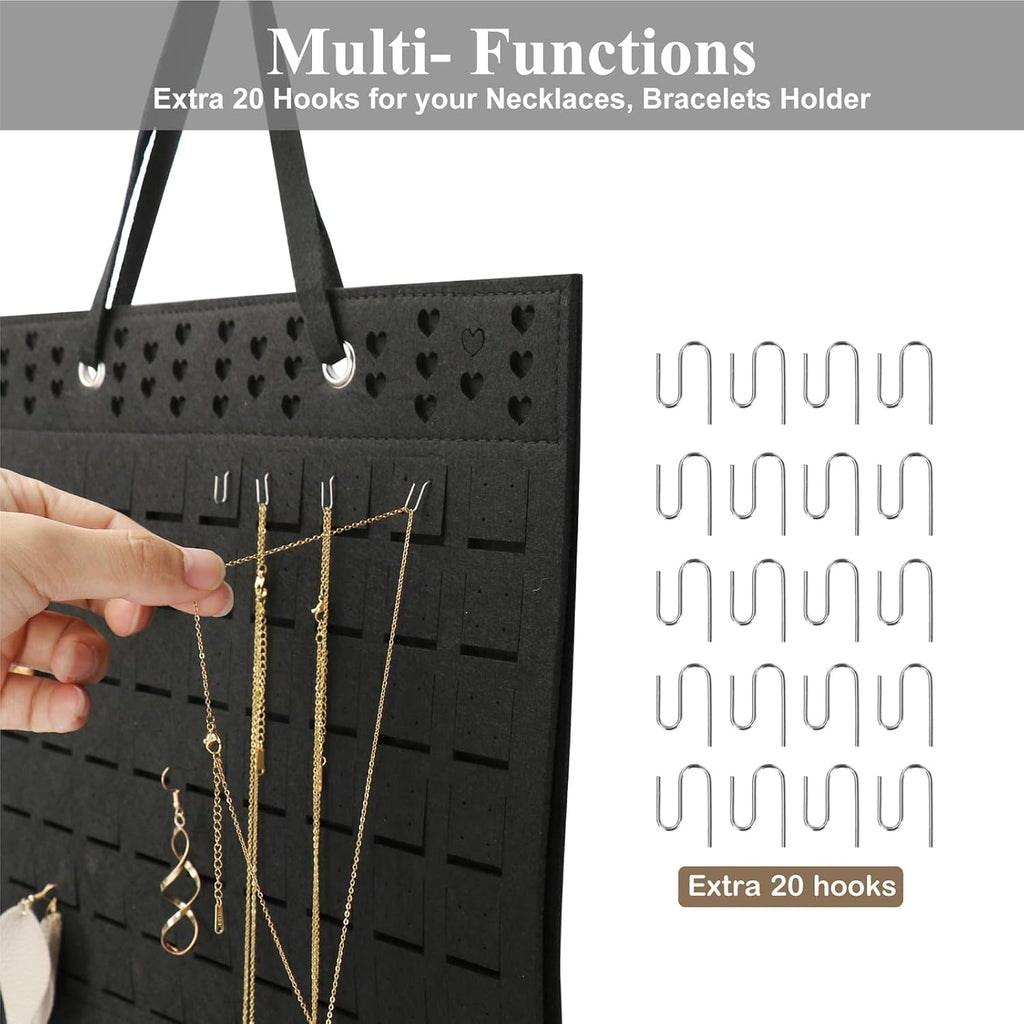 Resovo Hanging Earrings Organizer & Holder - 20 Hooks, Holds Up To 300 Pairs, Compact Design, Soft Material, Earring Hanger & Display for Women & Girls - 1 Pack