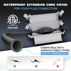 Flemoon [3 Pack] Outdoor Extension Cord Cover Waterproof, Weatherproof Electrical Connection Box for Straight Plug, Outlet, Socket, Halloween, Christmas Holiday Decoration String Light, Light Grey