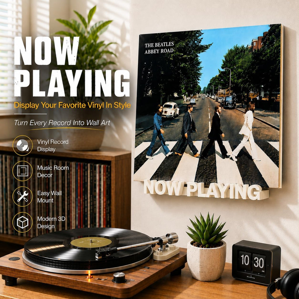 WPESI Now Playing Vinyl Record Stand Wall Mount，Record Display Stand for Vinyl Records and LP Record Floating Shelves Record Storage Holder(Lvory)