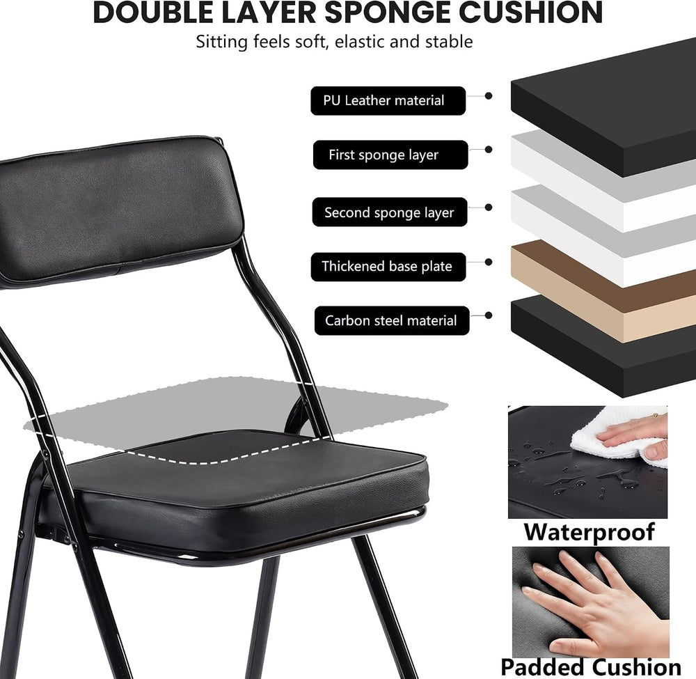 6 Pack Cushioned Folding Chairs with Padded Seats for Home Office