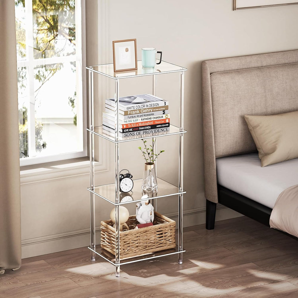 Clear Acrylic Side Table, 15.7" L x 11.8" W x 38.7" H, 4-Tier ...