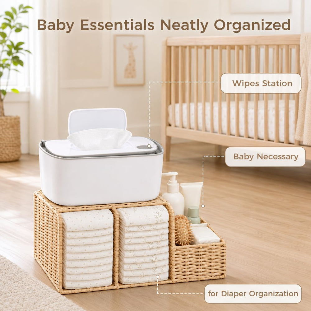 Rattan Diaper Caddy Organizer for Changing Table