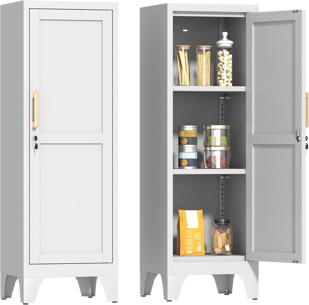 Coolsun 46" H Metal Pantry Cabinet, Metal Storage Locker with Door and 2...