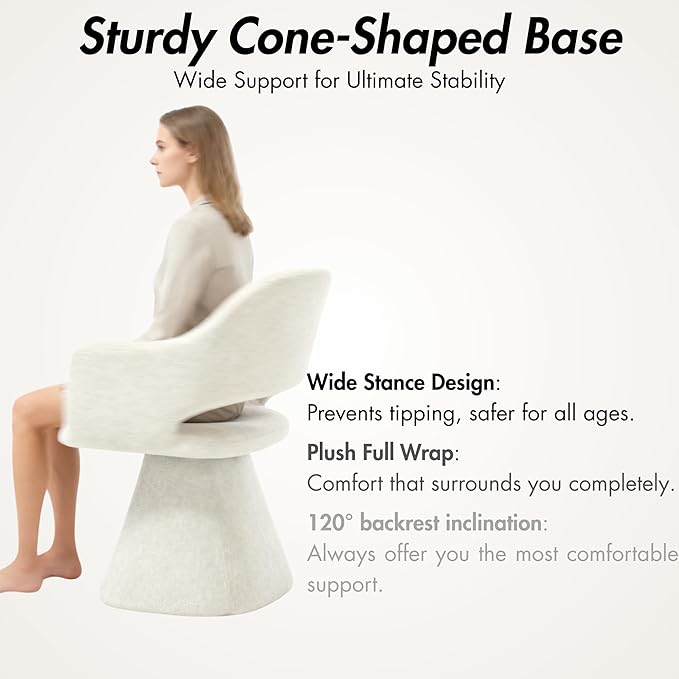 360° Swivel Dining Chair with Arms Set of 6, Chenille Upholstered Barrel Acce...
