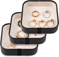 SANQIANWAN Set of 3 Small Stackable Jewelry Organizer Trays Mini Jewelry Drawer Oragnizer Small Jewelry Display Tray for Necklace Bracelet Rings Earrings and Makeup (Black)