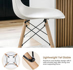 SUPER DEAL Modern Dining Chairs Set of 4 Plastic DSW Shell Lounge Chair Mid Century Side Chairs with Solid Wood Legs for Living Room, Kitchen, Dinning Room, Bedroom, White