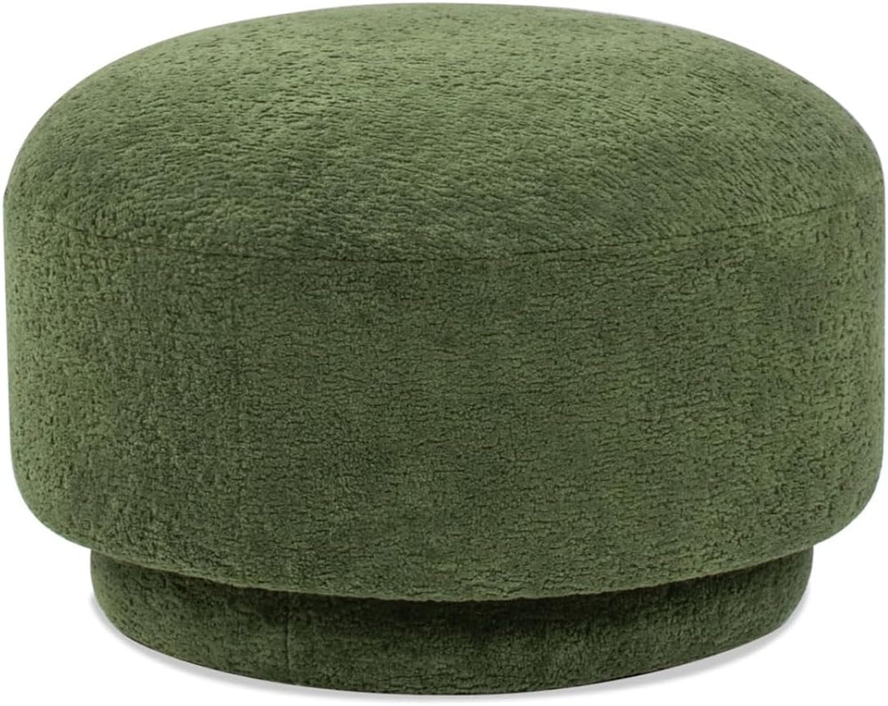 15" Mushroom Footstool Ottoman, Moss Green Fleeced Teddy