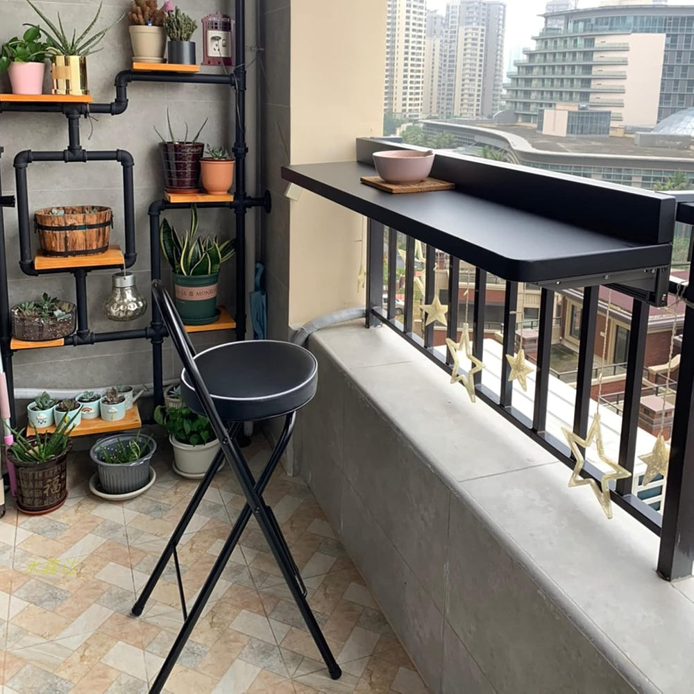 QQXX Folding Bar Stool with Footrest,Leather Padded Folding Kitchen Stool,Por...