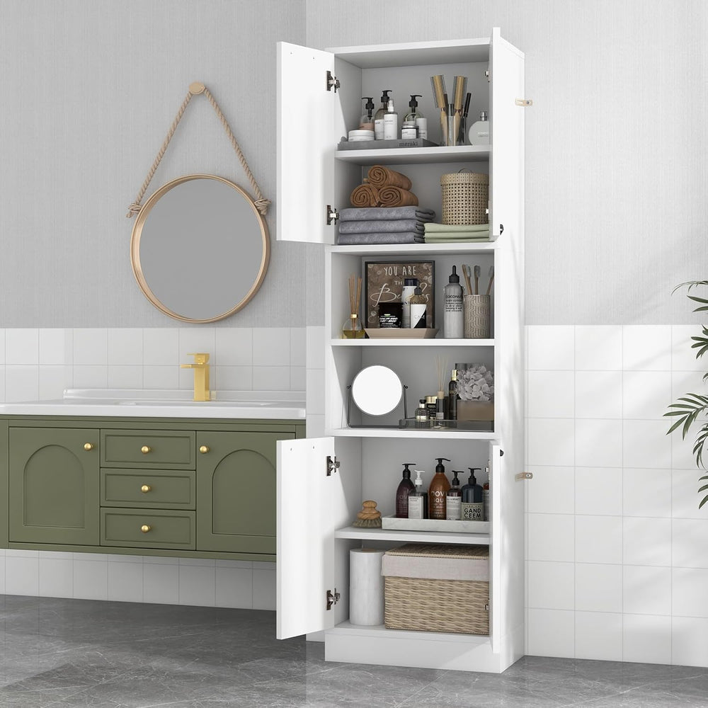 TANGZON 190CM Tall Kitchen Cupboard, 4-Door Storage Cabinet with Enclosed Cab...