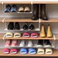 CroBlissful 2 Pcs Expandable Shoe Rack Organizer for Closet 16.5-31.5 Inch Adjustable Retractable Hanging Cabinet Shoe Shelf Dorm Room Storage for Space Saving (White)