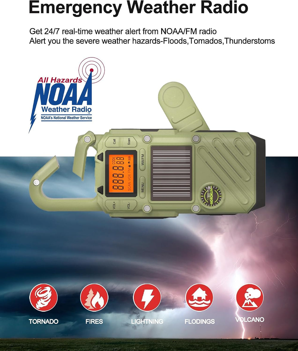 Emergency Walkie Talkies for Adults with NOAA, FM, SOS, Scan, & Flashlight