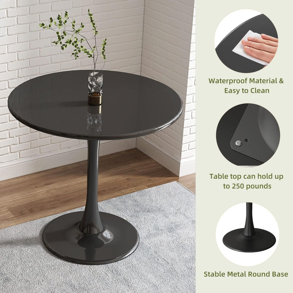 Round Dining Table 31.5" Circle Tulip Table with Wood Thickened Tabletop...