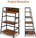 Tangkula 3-Tier Ladder Bookshelf, Industrial Wooden Bookcase w/Metal Frame, Anti-Toppling Device, Freestanding Display Shelf Plant Stand, Storage Rack for Home Office Living Room (1, 3-Tier)