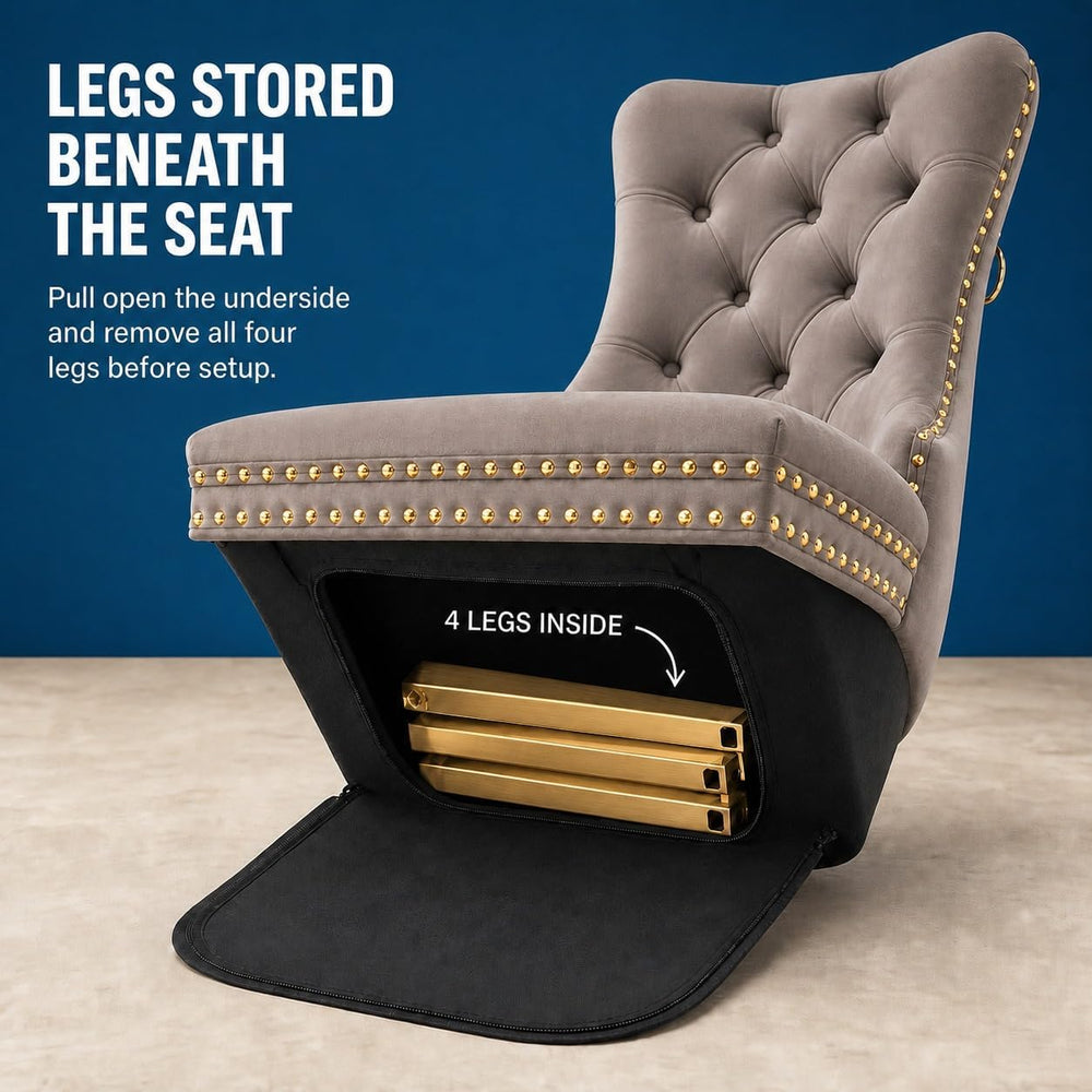 Upholstered Dining Chairs Set of 6, Velvet Wingback Chair with Ring Pull | Ki...