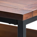 SIMPLIHOME Skyler Square Coffee Table - 34 inch Wide Solid Mango Wood and Metal Living Room Table in Dark Cognac Brown, Industrial Center Table for Family Room with Open Shelf and Black Frame