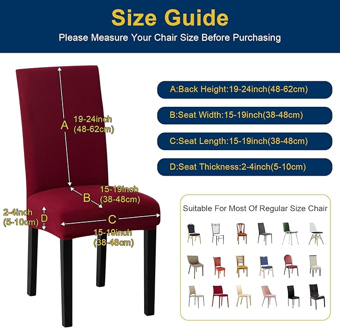 Chair Covers, Stretch Kitchen Chair Covers/Dining Room Chair Covers Set of 8, Removable Washable Dining Chair Slipcovers for Home, Hotel, Banquet