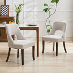 UVV Wooden Dining Chairs Set of 6, Mid Century Modern Upholstered Dining Room Chair Kitchen Chairs, Chenille Dinner Chair with Solid Wood Legs for Kitchen Dining Room, Light Grey