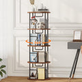 4 Tier Rotating Bookshelf Tower, 360° Display Round Bookcase, Floor Standing Corner Revolving Bookshelf Organizer Storage Rack for Small Spaces, Home Study Office, Black&Brown