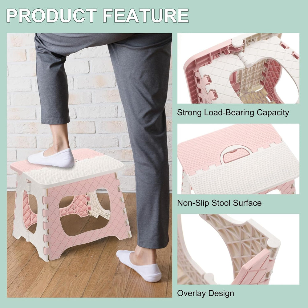 uxcell 9" Folding Step Stool for Adults 275 lbs Capacity Non-Slip Step S...