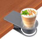 1PCS Drinking Cup Holder, Kalolary Desk Bottle Cup Stand DIY Glass Clamp Storage Saucer Clip Water Coffee Mug Holder Saucer Clip Design for Home & Office, Grey
