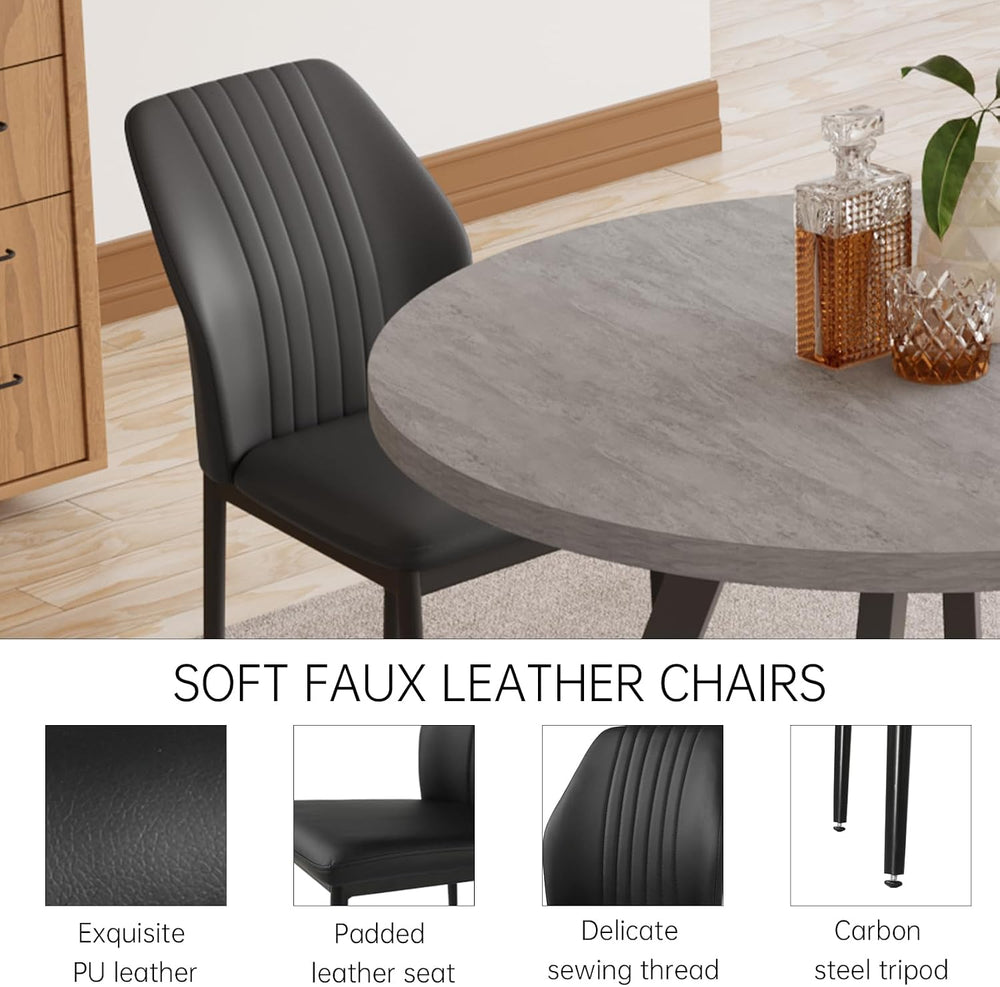 Zerifevni 34.6'' Round Dining Table and Chairs for 4, Mid Century Mod...