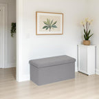 Foldable Storage Ottoman Bench-Footrest Stools for Living Room, Apartment-Multi-Functional Chair with Hidden Compartment, Grey