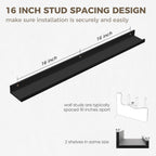 Axeman Floating Shelves for Wall - Picture Ledge Shelf Set of 2-36 Inch Black Floating Shelves with Lip - Picture Shelf for Wall with Ledge - Photo Ledge Shelves for Pictures Nursery Books