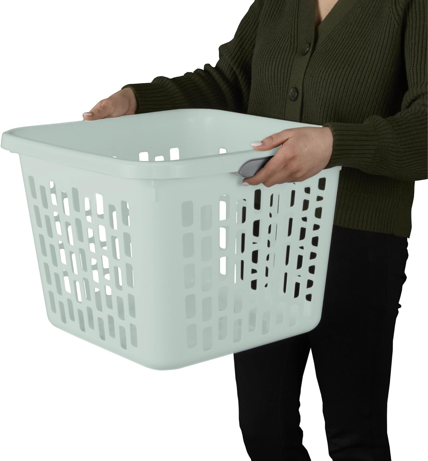 Sterilite Laundry Basket, Plastic Clothes Hamper, Large Square Bin with Comfort Grip Handles and Reinforced Rim, 1.5 Bushel Capacity, White, 24 Pack