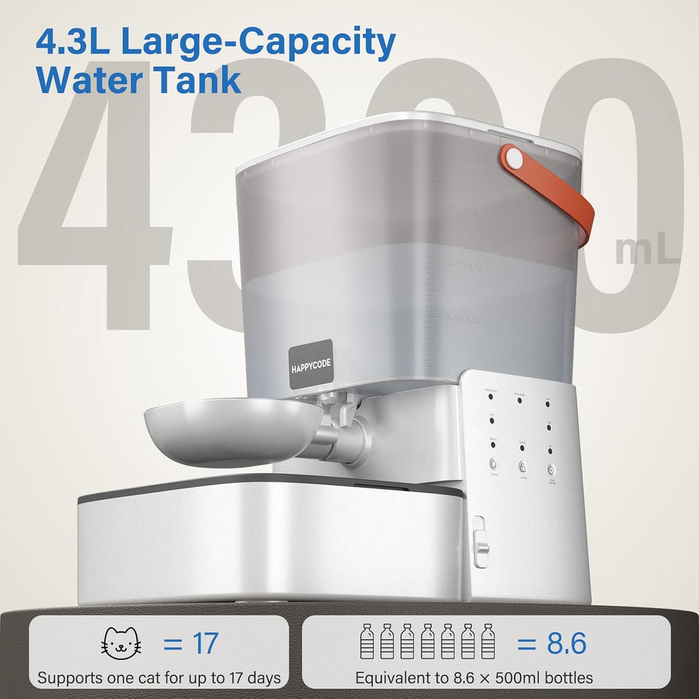 Pet Water Dispenser, 4.3L Wireless Auto Refill, No Pump, No Filter