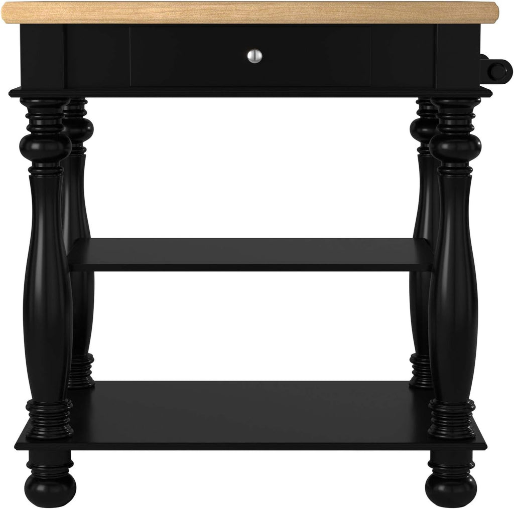 Bernards Birch Kitchen Island, Black