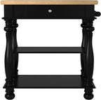 Bernards Birch Kitchen Island, Black