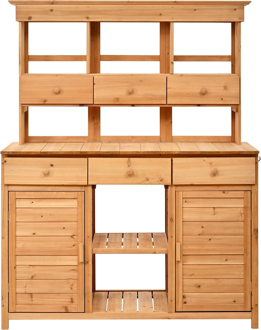 66" Durable Fir Wood Freestanding Storage Chest, Accent Cabinets with Mu...