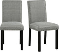 Giantex Dining Chairs Set of 2, Fabric Upholstered Parsons Kitchen Chair w/Nailhead Trim,Solid Rubber & Bent Wood Legs, Thick Padded Seat, Armless Side Chairs for Living Dining Room Restaurant, Grey
