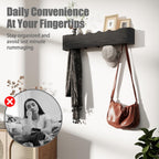 Coat Rack Wall Mount with Shelf 4 Hidden Hooks Modern Wooden Key Holder Entryway Organizer for Hallway Bedroom Bathroom Home Decor Storage for Hanging Coats Hats Bags Towels, Wave-Shape Black